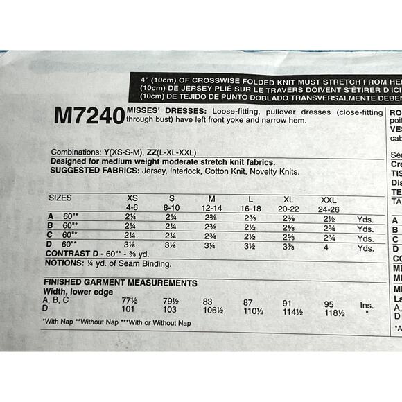 McCalls 7240 Sewing pattern dress fit and flare size L XL XXL - Picture 4 of 7